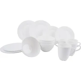 gimex Melamin Geschirr Set Vivid Royal Line Pastell Camping Essgeschirr Teller weiß No Size