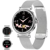 UHOOFIT Smartwatch Damen mit Telefonfunktion 1,27'' HD-Display Fitness-Smartwatch für Frauen 100 Mehrere Trainingsmodi, Gesundheitsüberwachung, Sprachassistenten für Android IOS(silbrig)