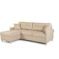 Fun Möbel Ecksofa Schlafsofa MOLDE Stoff (KRONOS) Beige Ottomane