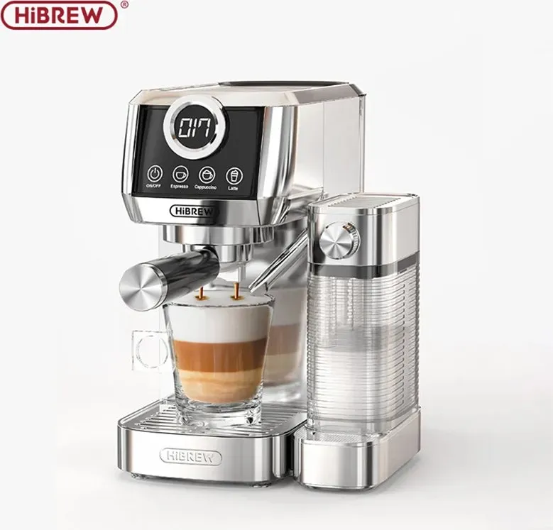 HiBREW H13A 20Bar 3 in 1 Semi Automatic Espresso Cappuccino Latte Coffee Machine Automatic Milk Froth Ground Coffee Stainless Steels