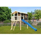 Akubi Stelzenhaus Benjamin Set A terragrau mit Rutsche blau 91207