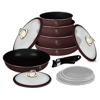 Berlinger Haus Kochtopfset BH-8250 Titan 12 Teile Bordo - Silber/Dunkelrot/Schwarz