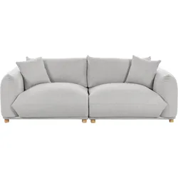 3-Sitzer Sofa Stoff hellgrau mit Kissen LUVOS
