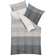 KAEPPEL Biber Bettwäsche Zones Kariert Grau 155 x 220 cm + 80 x 80 cm
