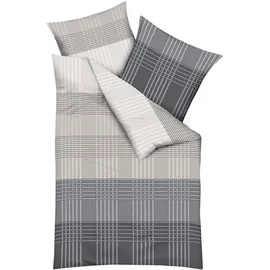 KAEPPEL Biber Bettwäsche Zones Kariert Grau 155 x 220 cm + 80 x 80 cm