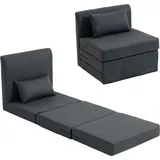 2-in-1 Schlafsessel Klappbares Sofa-bett Mit Leinenstruktur, Gepolstertes Gästebett Klappstuhl, Dunkelgrau