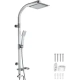 Tectake tectake® Aluminium Regenduschsystem, Chrom-Optik, zusätzliche Handbrause, Antikalktechnik