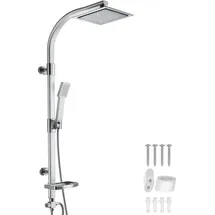 Tectake tectake® Aluminium Regenduschsystem, Chrom-Optik, zusätzliche Handbrause, Antikalktechnik