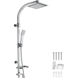 Tectake tectake® Aluminium Regenduschsystem, Chrom-Optik, zusätzliche Handbrause, Antikalktechnik