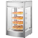 Vevor Kommerzieller Speisenwärmer für 14-Zoll-Pizza, 4-stufiger Pizzawärmer mit rotierender Dampfheizung, 30°C~85°C Temperaturregelung und Temperaturanzeige, 25 W Ofenlicht + obere LED für Pizzeria, Restaurant