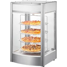 Vevor Kommerzieller Speisenwärmer für 14-Zoll-Pizza, 4-stufiger Pizzawärmer mit rotierender Dampfheizung, 30°C~85°C Temperaturregelung und Temperaturanzeige, 25 W Ofenlicht + obere LED für Pizzeria, Restaurant