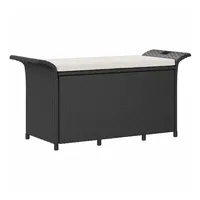 VidaXL Gartenbank mit Kissen Schwarz 116x46x57 cm Poly Rattan