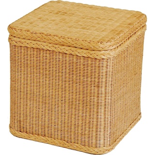 Rattan Wäschekorb  -Truhe  stabiler Deckel  Wäschesammler (Honig, Quadratisch)