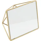 Home Details Freistehender geometrischer Kosmetikspiegel, horizontal oder vertikal, für Make-up und Rasur, Tischplatte, Satin-Gold