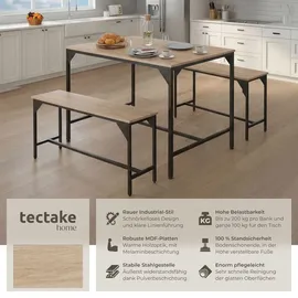 Tectake tectake® Sitzgruppe, 3-teilig, Industrial Style, mit höhenverstellbaren Kunststofffüßen