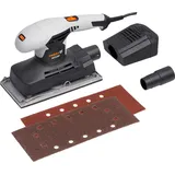 Meister Craft Meister Schwingschleifer 280 W, MFS280 - Drehzahl-Vorwahl - Stufenlos einstellbare Schwingfrequenz - Klemmbefestigung & Staubabsaugung - Inkl. Staubfangbox / Rutscher mit Schleifblätter / 5456190