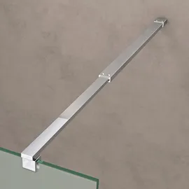 doporro Duschwand Duschtrennwand 140x200 Walk-In Dusche mit Doppel-Stabilisator aus Echtglas 10mm ESG-Sicherheitsglas Vollsatiniert - milchig