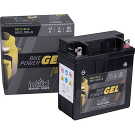 Intact Bike-Power GEL12-5L-B, 50512, 12V 5 Ah, 80 A (EN) Hochwertige GEL-Motorradbatterie mit 30% mehr Startleistung, Wartungsfreie GEL-Batterie