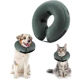 panemy Aufblasbare Halskrause Hund & Halskrause Katze, Halskrause Hund mit Verstellbarem Klettverschluss, Hunde Halskrause für Operationen oder Wundheilung, Anti-Beißen, Anti-Lecken (Grau, L)