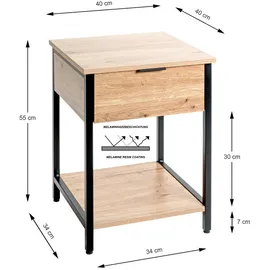 Haku-Möbel HAKU Beistelltisch Burgos Holzoptik Braun Eiche