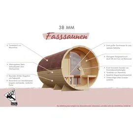 Karibu Fasssauna Asymmetrisch 3 inkl. 9 kW Ofen + ext. Steuerung