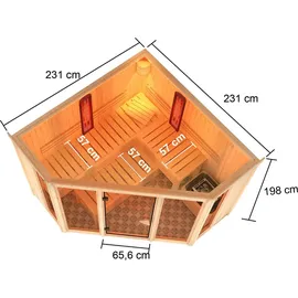 Karibu Innensauna Isra inkl. 9 kW Ofen + int. Steuerung