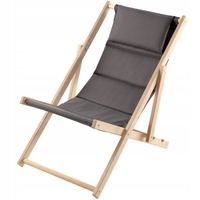 KADAX Liegestuhl, Strandstuhl aus Holz, Sonnenliege bis 120kg, Grau