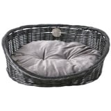 D&D Hundekorb Hundekorb Rustic Rattan mit Kissen schwarz/anthrazit