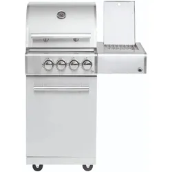 CHEF S Paket A - Basis silber, 2 Brenner, Backburner, Seitenkocher, Seitenablage links, BBQ-Paket