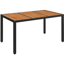 vidaXL Gartentisch mit Holzplatte Schwarz 150x90x75 cm Poly Rattan