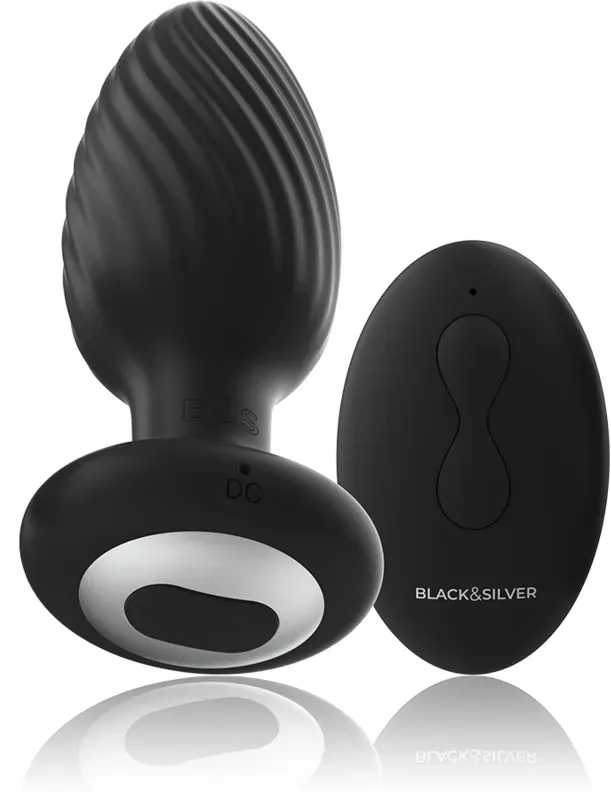 BLACK&SILVER - Wells Analplug aus Silikon mit Rotation und Fernbedienung