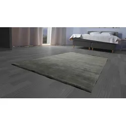 Wollteppich MORGENLAND "GABBEH FEIN UNI", grau, B:40cm H:18mm L:60cm, Wolle, Teppiche, reine Schurwolle, uni, Wohnzimmer