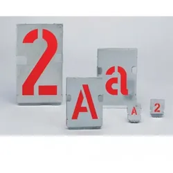 Signierschablonen, Zinkblech, Großbuchstaben - Set = Buchstaben von A - - 90 mm, 26 St