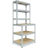 shelfplaza PRO 190x90x60 cm Werkbank Regal in verzinkt mit 6 Böden und 166 kg Traglast pro Boden