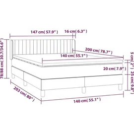 vidaXL Boxspringbett 140 x 200 cm Hellgrau