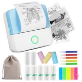 HUIJUTCHEN Mini Drucker, Wireless Bluetooth Fotodrucker Tragbarer Thermodrucker Smartphone Taschendrucker Kompatibel mit Android & iOS mit 10 Rollen Papier für Studium Notizen Fotos (White and Blue)