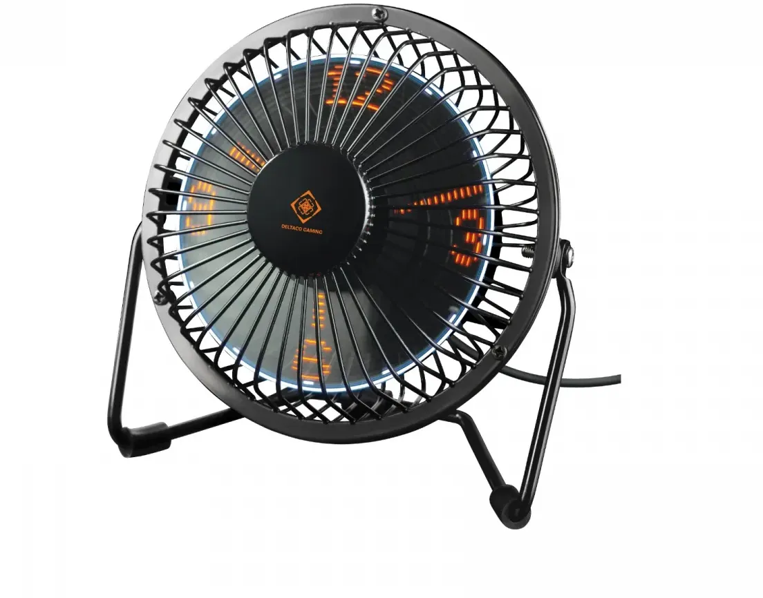 Deltaco Gaming Gaming USB Tischventilator mit Uhr