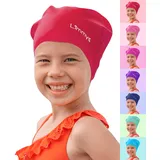 Limmys Premium Badekappe Kinder, badehaube Kinder - Langes und kurzes Haar Schwimmkappe Kinder und Badekappe für Mädchen Jungen – Hochwertige Qualität, Dehnbare & Bequeme Badekappe (L, Rot)