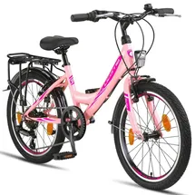 Licorne Bike Stella Premium City Bike 20,24,26 und 28 Zoll Fahrrad für Mädchen Herren und Damen 21 Gang (6 Gang bei 20 Zoll) Holland Citybike Rosa