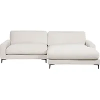 Beliani Ecksofa Cremeweiß Chenille Stoff Linksseitig für 3 Personen L-Form Polsterung Gepolstert Schwarze Metallbeine Modern Couch für Wohnzimmer - Weiß/Schwarz