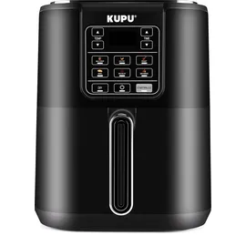 KUPU Heißluftfritteuse, 6L Airfryer, 360°Luftzirkulationstechnologie, 6-in-1 Kompakte Heissluftfritteuse, spülmaschinenfeste Körbe, 1500W - Schwarz