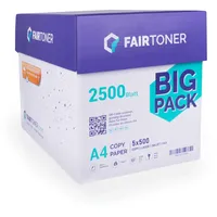 FairToner Drucker Kopierpapier DIN A4 80g/m2 5x500 Blatt Weiss