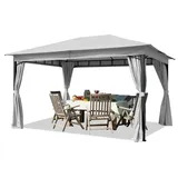 TOOLPORT Gartenpavillon 3 x 4 m inkl. Seitenteile stone