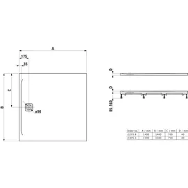 Laufen Pro Duschwanne 1400x1400x40mm, H2129580780001,