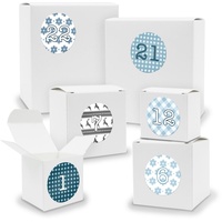 Adventskalender zum Füllen 24x Quader Würfel gemischt WEISS + Sticker (V01 Z05)