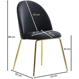 KADIMA DESIGN Esszimmerstuhl 2er Set Samt Gepolstert, Küchenstuhl Stoff mit goldenen Beinen, Schalenstuhl Skandinavisch, Polsterstuhl mit