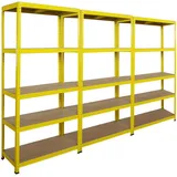 Proregal Mega Deal 3x Schwerlastregal Yellow BEE, HxBxT 180x90x40cm, Fachlast 175kg, 5 Ebenen, Gelb, Kellerregal, Steckregal, Garagenregal, Lagerregal