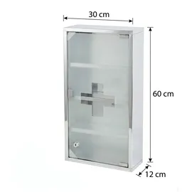 Karat Medizinschrank Allen Abschließbarer Arzneischrank mit Glastür Silber 60 x 30 cm 4 Fächer