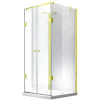 Glaszentrum Hagen  90x120x90x195cm Ares U-Duschkabine Gold inkl. Tasse/Siphon