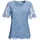 GOLDNER Kurzarmbluse Festliche Bluse aus edler Spitze Blau 52